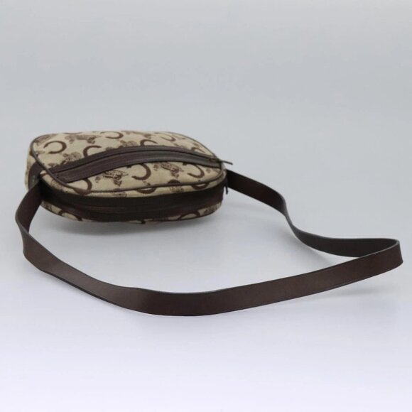 CELINE C Sulky Shoulder Bag Canvas Leather Beige Brown Auth EC715 - Picture 8 of 16